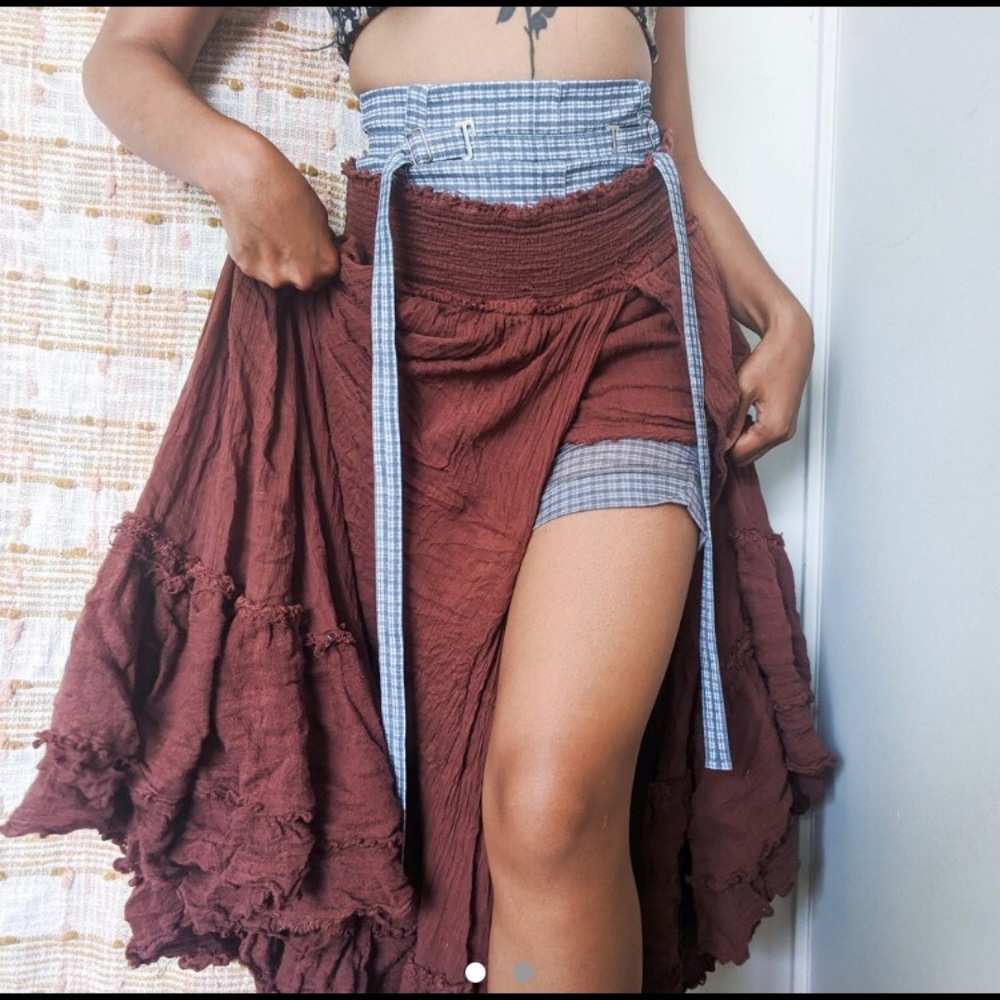 ISO: Free People burgundy Day by Day midi skirt with built in shorts
